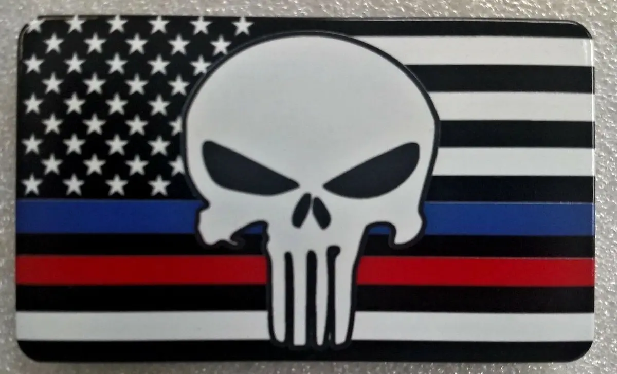 American Flag With Punisher Red / Blue Line Hitch Cover 1