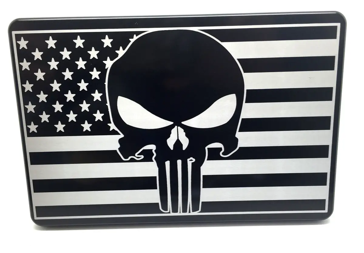 American Flag With Punisher Hitch Cover 1