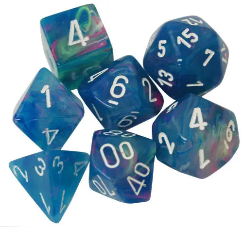 Festive Polyhedral Waterlily/White 7-Die Set 1