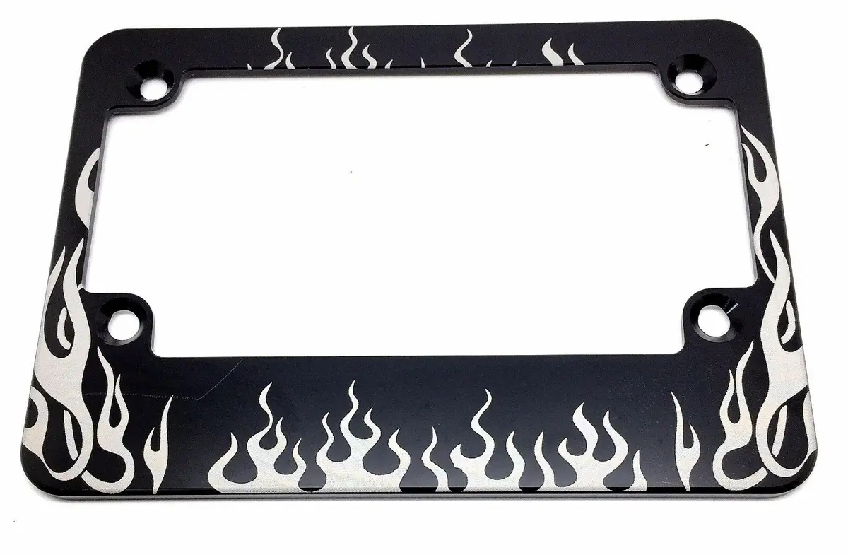 Flame Design Billet Aluminum Motorcycle License Plate Frame 1