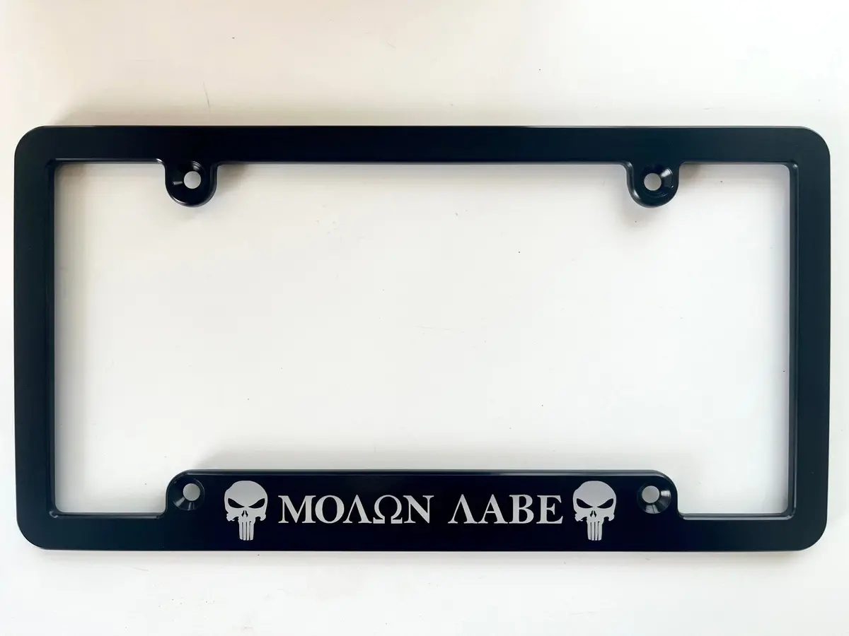 Molon Labe Punisher Billet Aluminum License Plate Frame 1