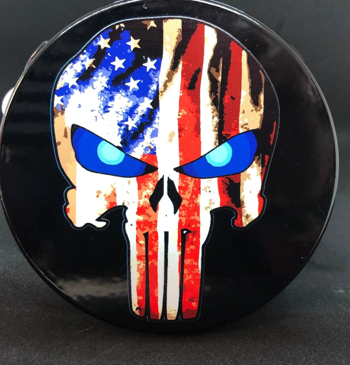Punisher American Flag Blue Eyes Hitch Cover 1