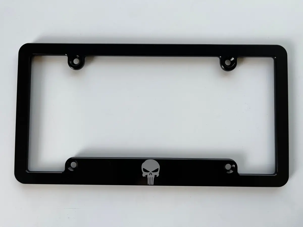 Punisher Laser Engraved Billet Aluminum License Plate Frame 1