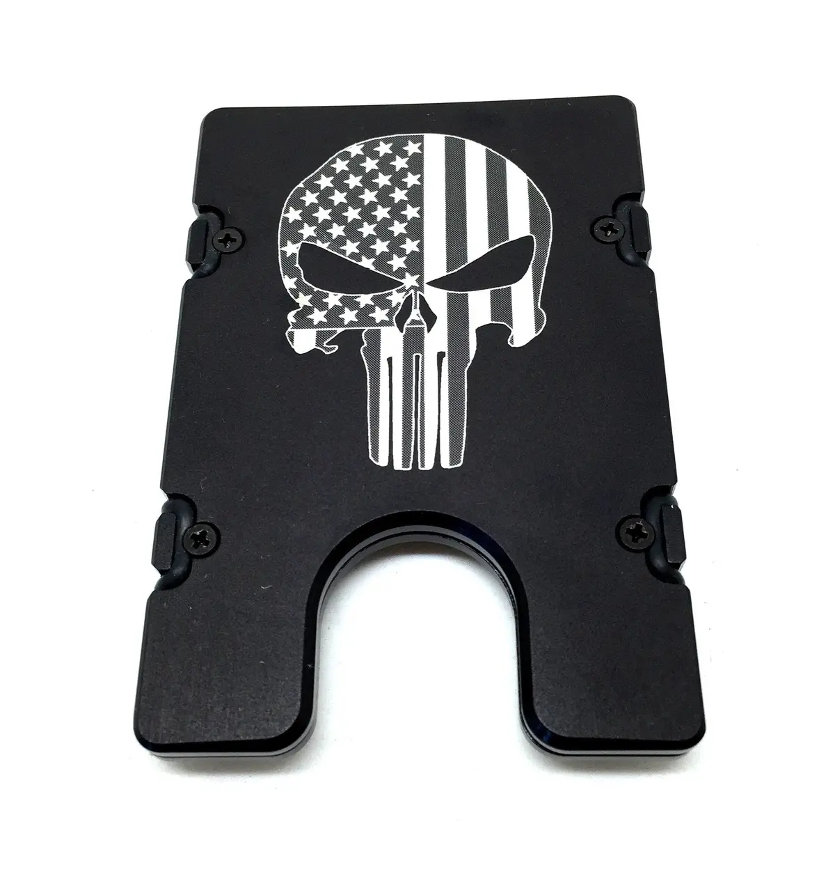 Punisher With American Flag - Billetvault Aluminum Wallet 1