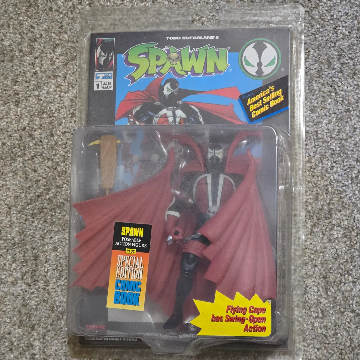 Vintage Spawn Action Figure 1994 Mcfarlane Toys W Comic Sealed Moc Clear Blister 1
