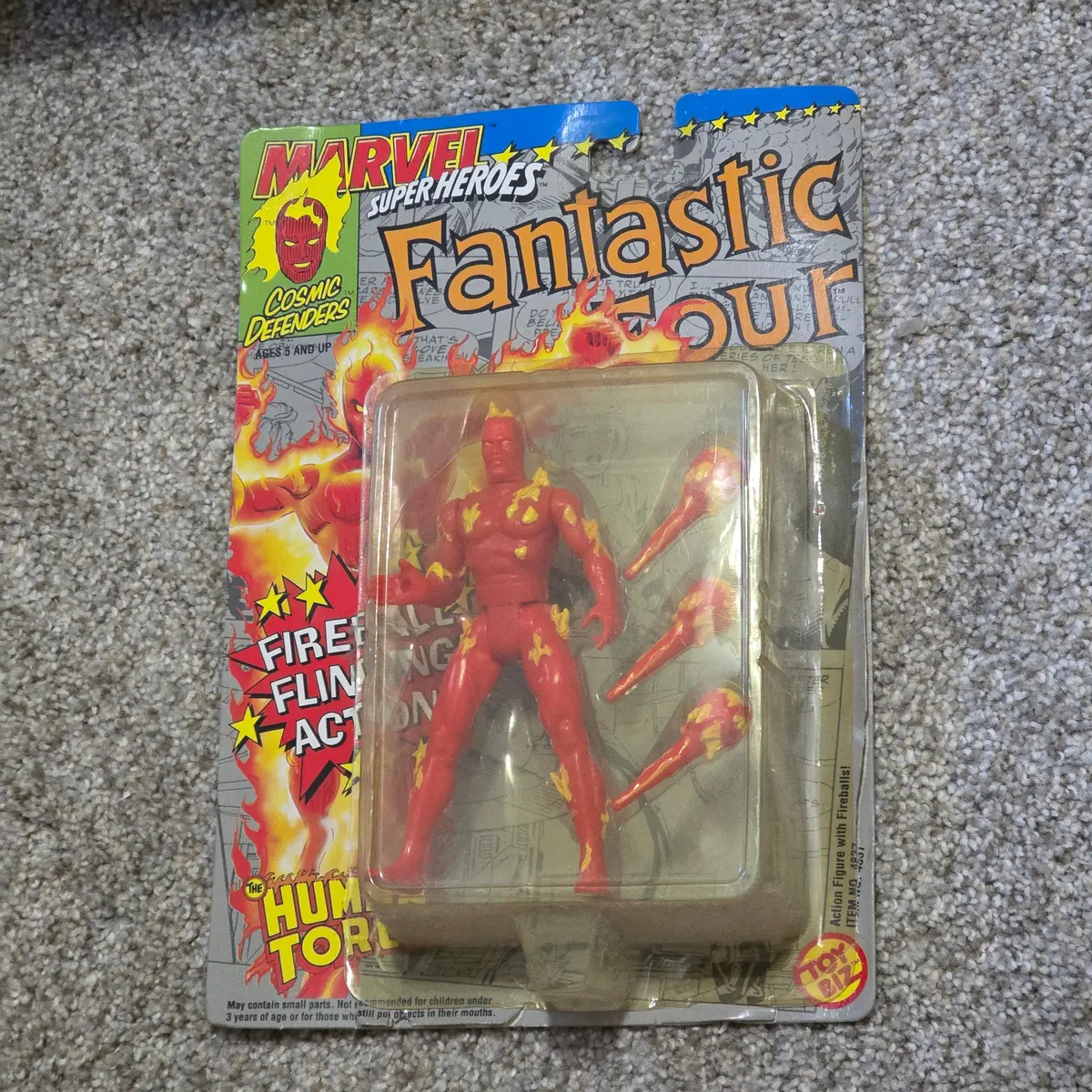 Vintage Human Torch Toy Biz Marvel Super Heroes Figure Sealed Carded 1