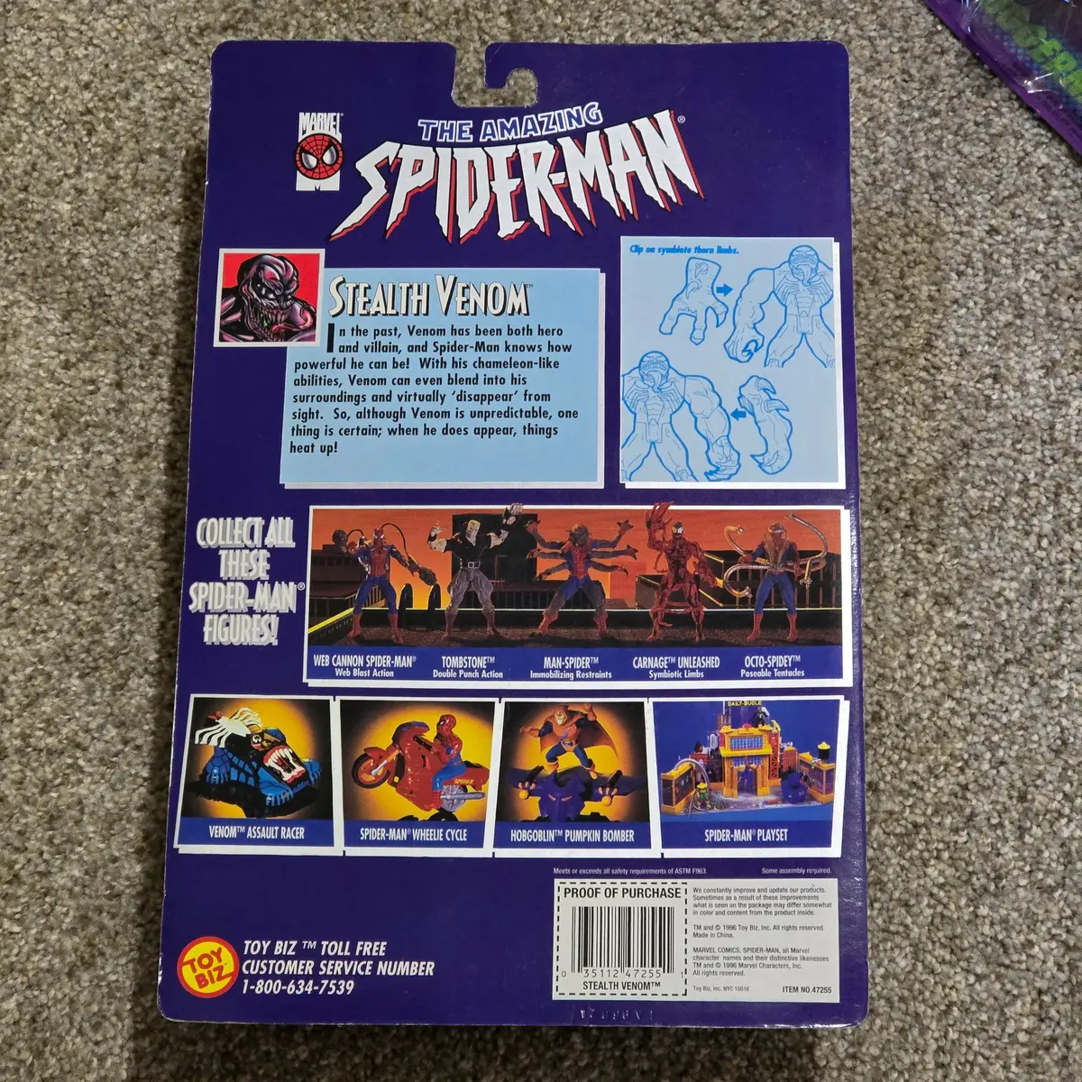 Vintage Spider-Man Stealth Venom Toy Biz 1996 Sealed Figure 2