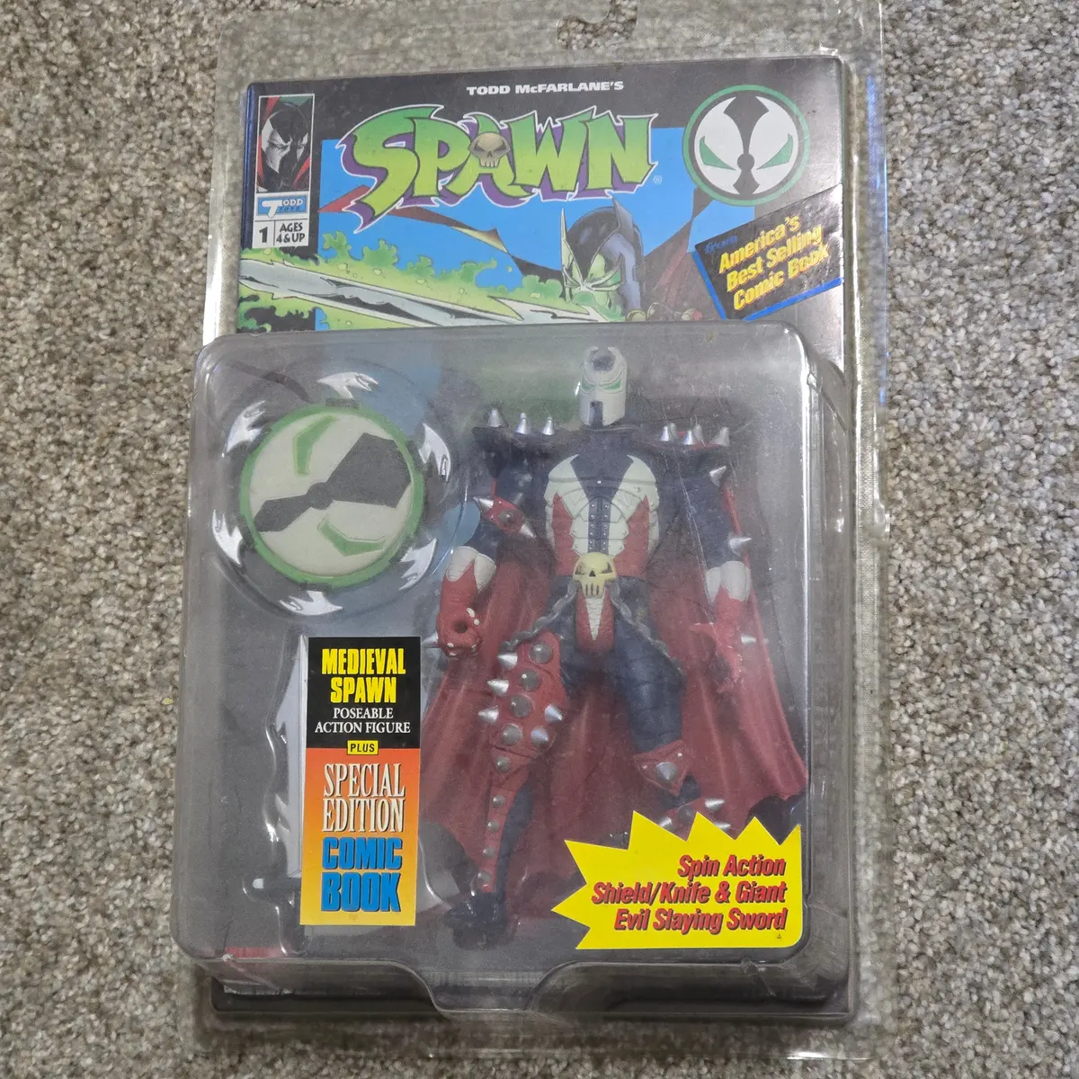 Vintage Spawn Medieval Spawn Action Figure Todd Mcfarlane Toy Comic Moc 1994 1