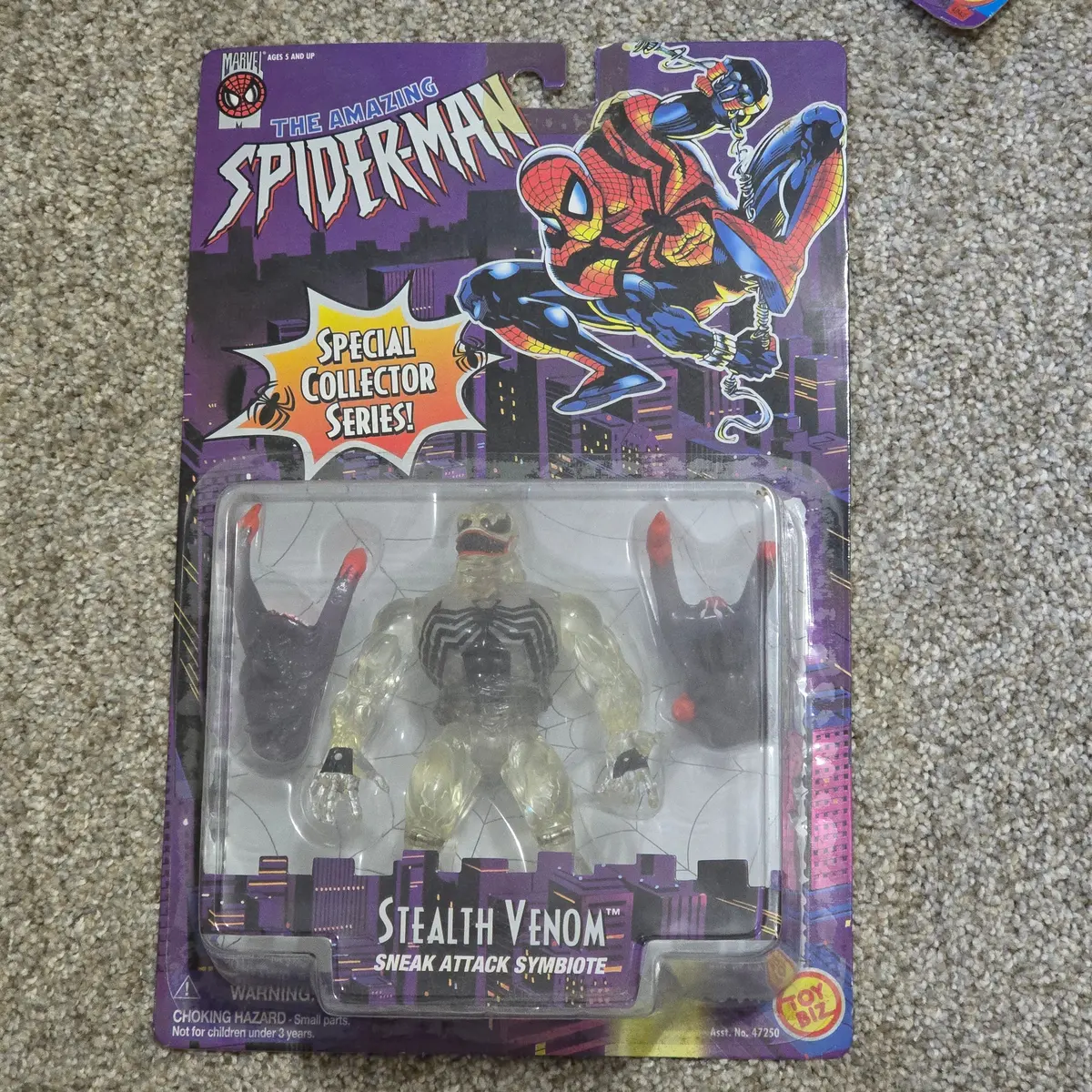 Vintage Spider-Man Stealth Venom Toy Biz 1996 Sealed Figure 1