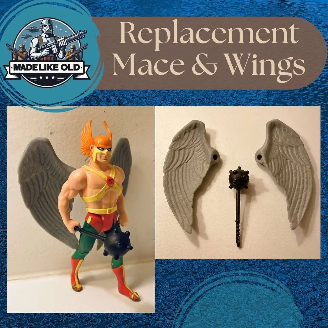 Vintage Kenner Dc Super Powers Hawkman Wings & Mace 1984 Repro Part 1985 1986 1
